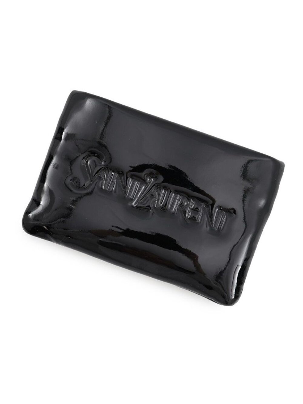 Saint Laurent Paris Coin Purse Puffy Patent Logo Wallet Black